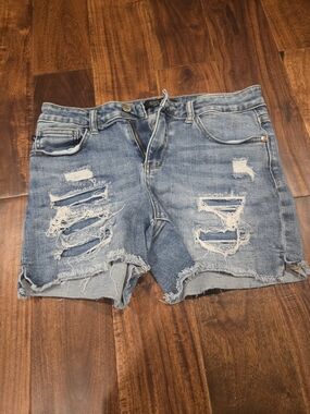 Distressed Light Blue Denim Women's Shorts